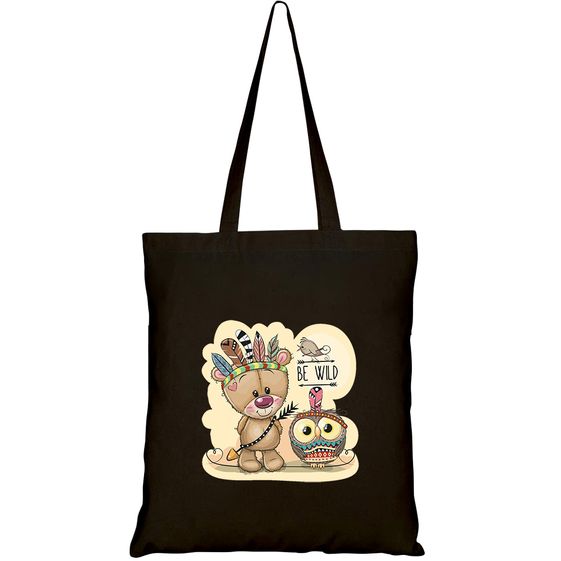 TÚI VẢI TOTE CANVAS IN HÌNH CUTE CARTOON TRIBAL TEDDY BEAR HT361 – HTFASHION