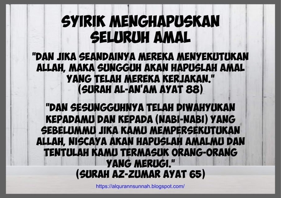 Syirik Menghapuskan Semua Amal