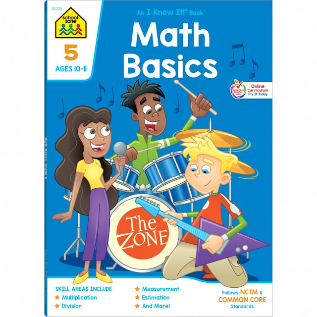 three kids in a rock and roll band with a singer, guitar, and drums titled Math Basics