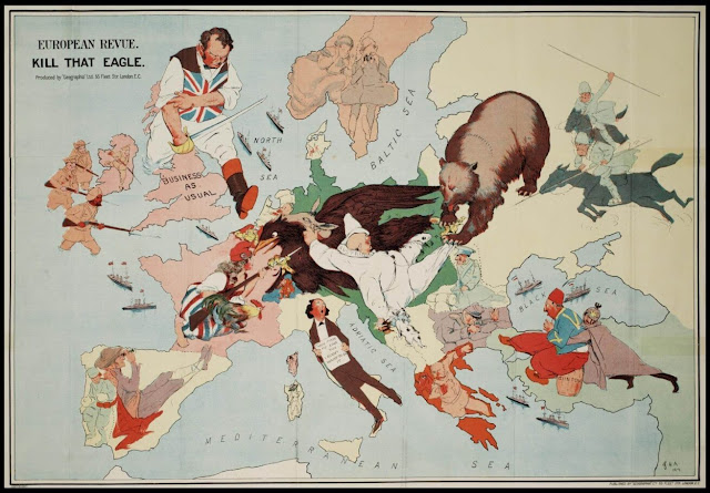 Первая Мировая война.Сатирическая карта. 1914 год