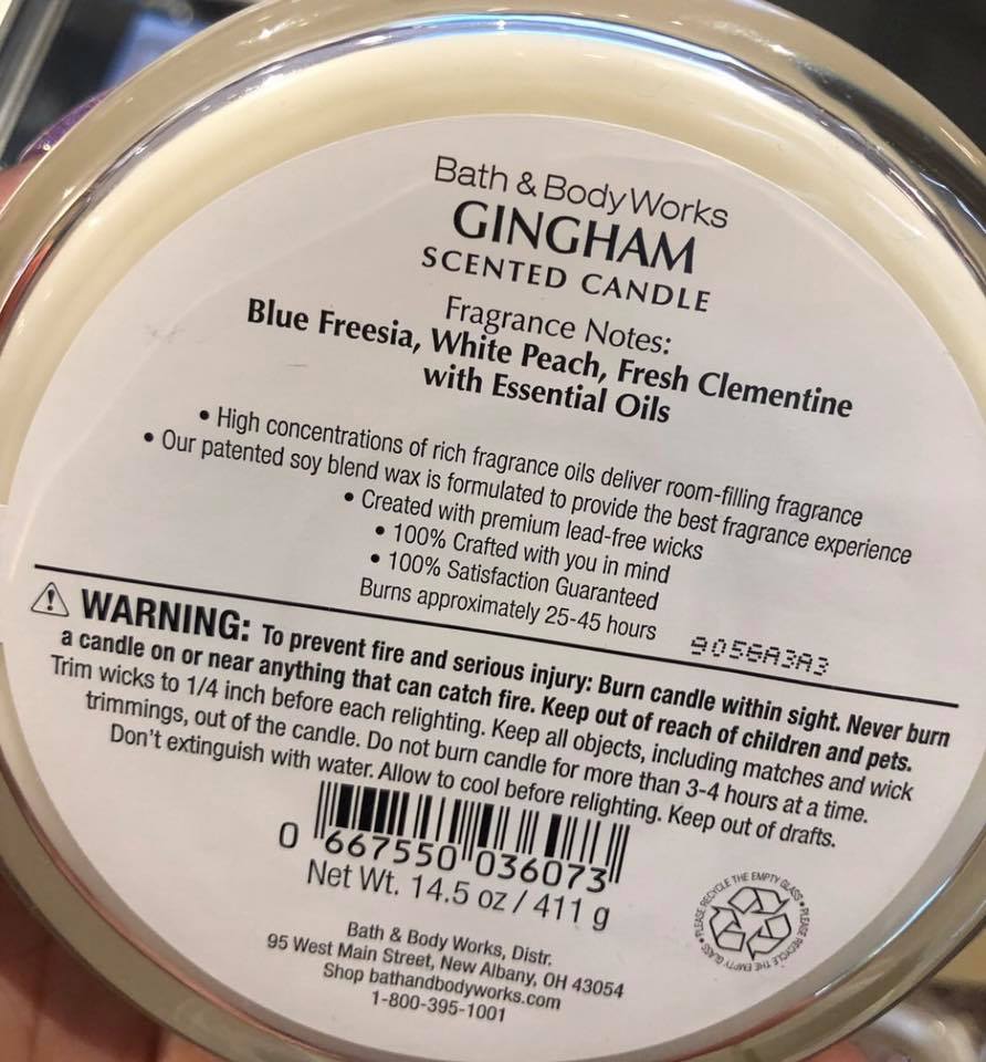 Life Inside the Page Bath & Body Works New Gingham 3 Wick Candle