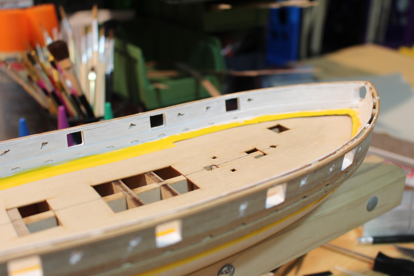 Armed Virginia Sloop 1768 4. - Painting bulwarks | Historic ship model ...