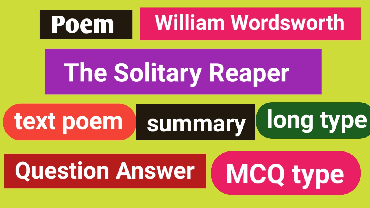 The Solitary Reaper Poem Question Answer And Summary with MCQ Test paper