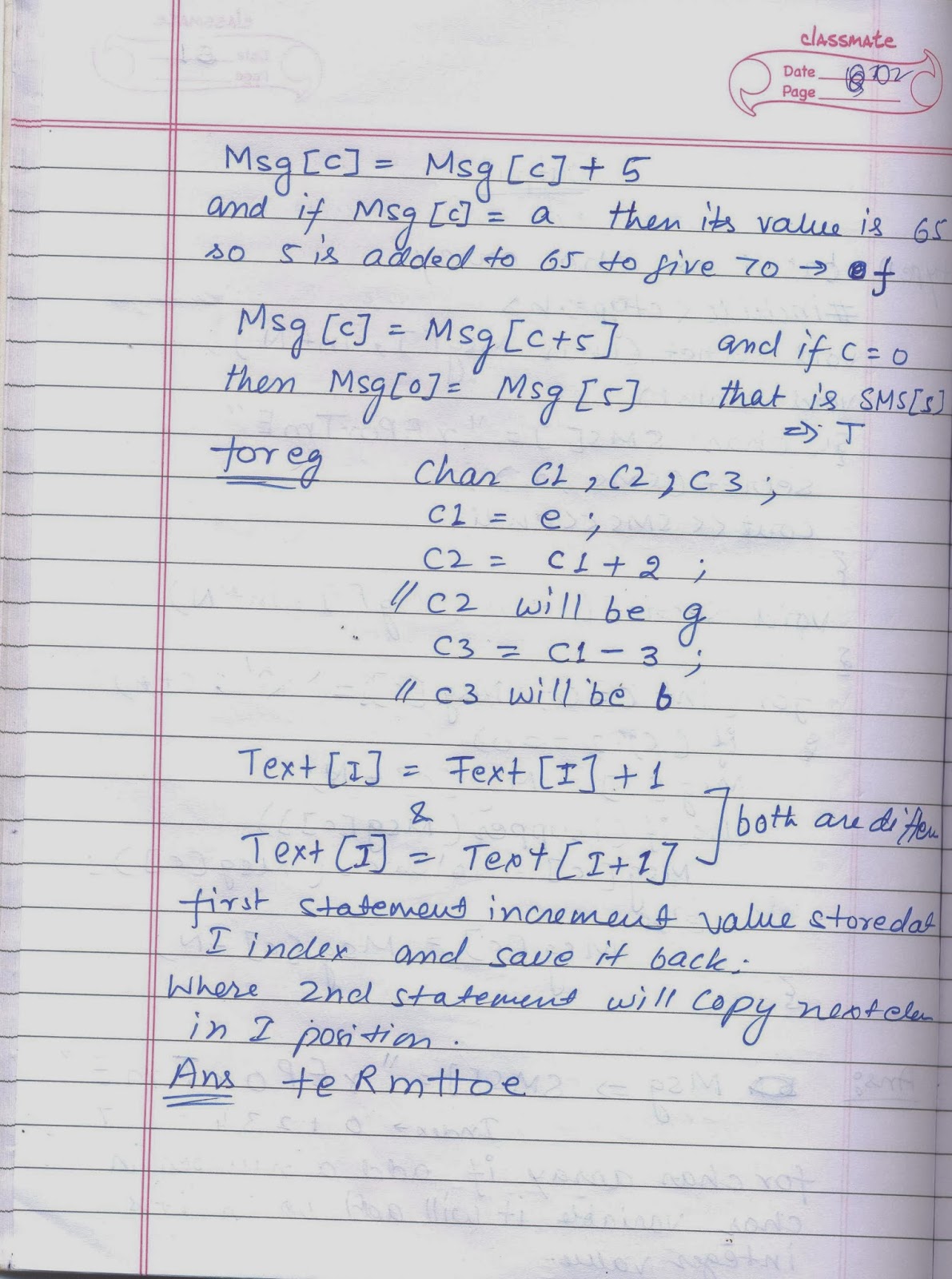 notes: ques no of computer science class XII paper (output)