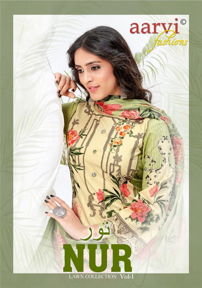Aarvi Noor Lawn Collection vol 1 Pakistani dress Material