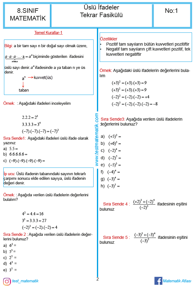 2020 Kpss Matematik Uslu Sayilar Konu Anlatim Pdf Edunzy 2019
