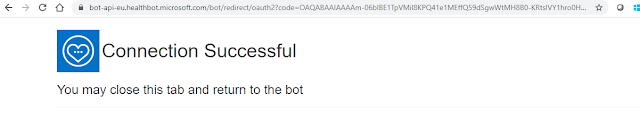 This is end-user authentication success screen, once the flow on BOT service executes the data connection configured above.