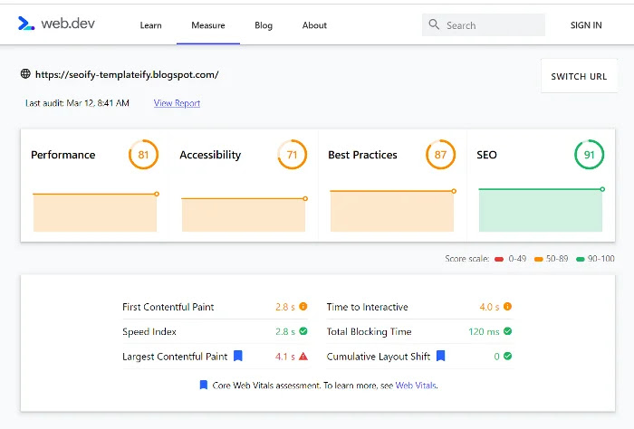 Seoify - Blogger Template Performance