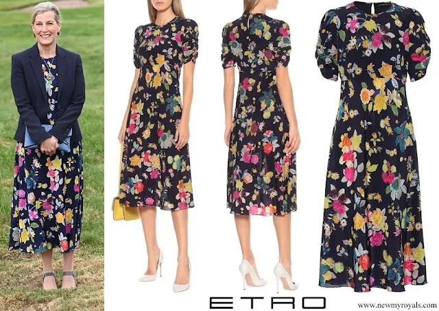 Countess of Wessex wore Etro floral stretch silk crepe midi dress