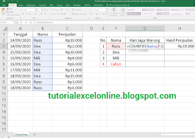 Menghitung jumlah masuk kerja dalam Excel Menghitung jumlah masuk kerja dalam Excel