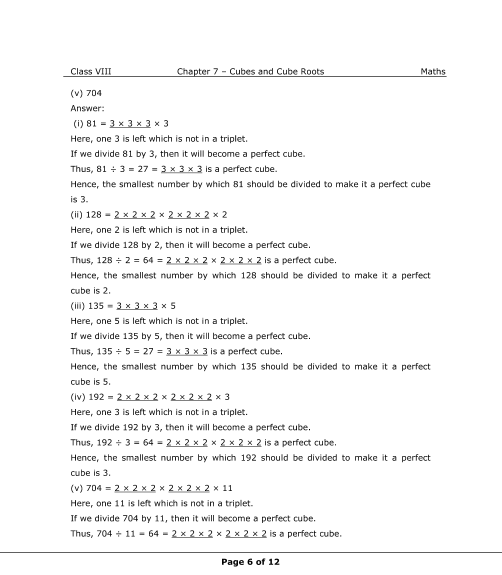 NCERT Solutions for Class 8 Maths Chapter 7 Cubes and Cube Roots