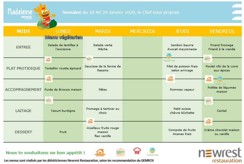 Ecole Ste Marie Menus du restaurant scolaire Ecole Ste Marie Menus du restaurant scolaire