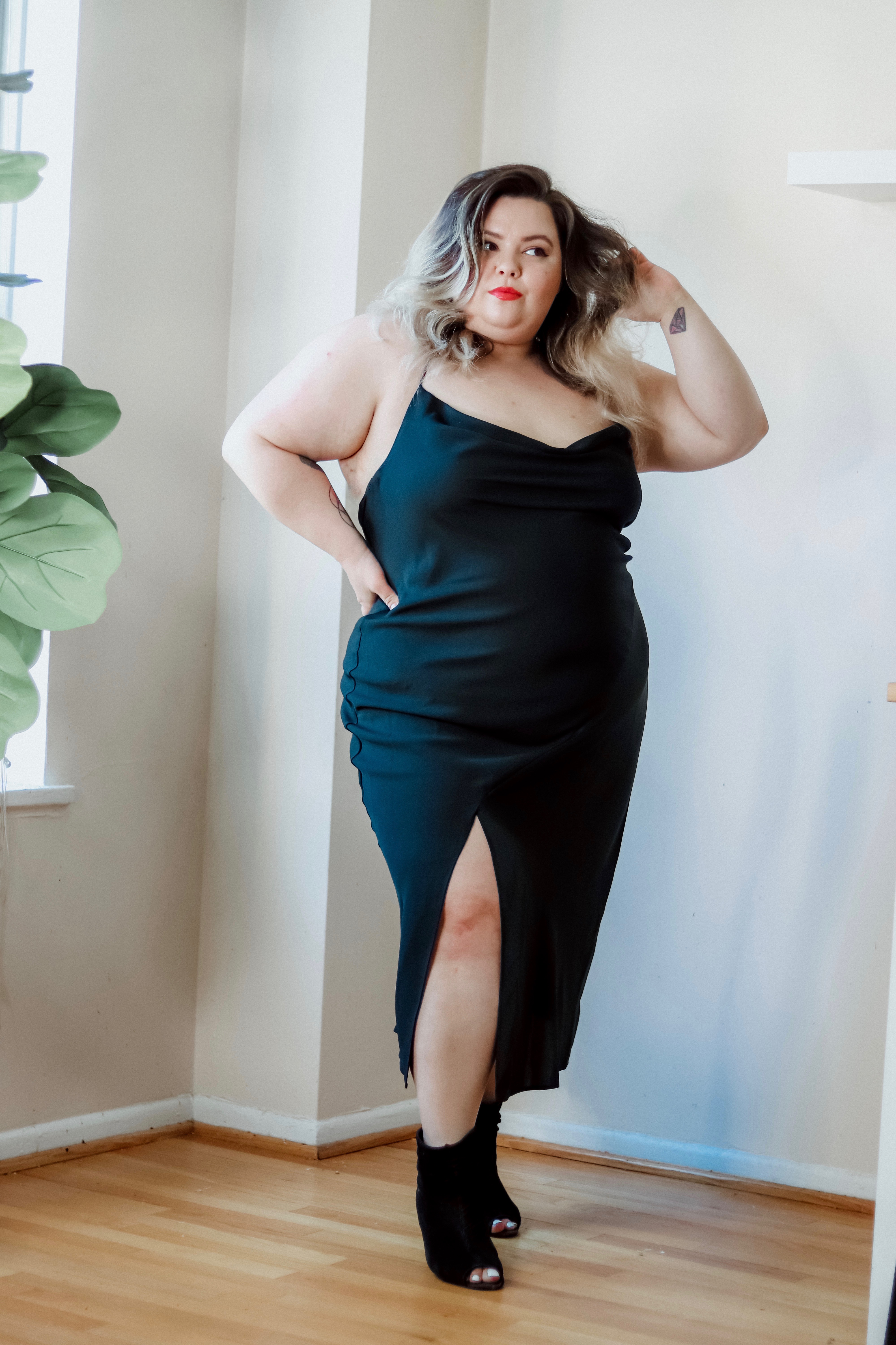 Chicago Plus Size Petite Fashion Blogger and model Natalie Craig, of Natalie in the City, reviews Cushnie X Target slip dresses