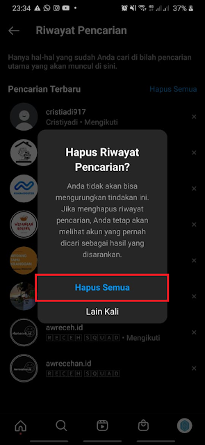 cara melihat riwayat pencarian instagram yang telah dihapus 4