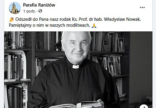 Nie żyje znany kapłan pochodzący z Raniżowa