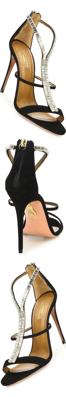 Aquazzura Constance Crystal-Embellished Suede Sandals