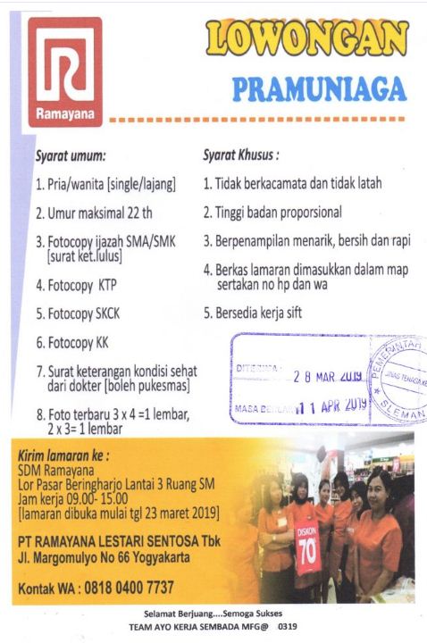 Ramayana Buka Lowongan untuk Lulusan SMA/SMK