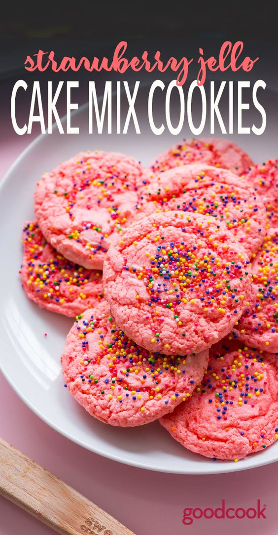 Pink Cake Mix Cookies (made with Jello) Delicious Recipe Idea