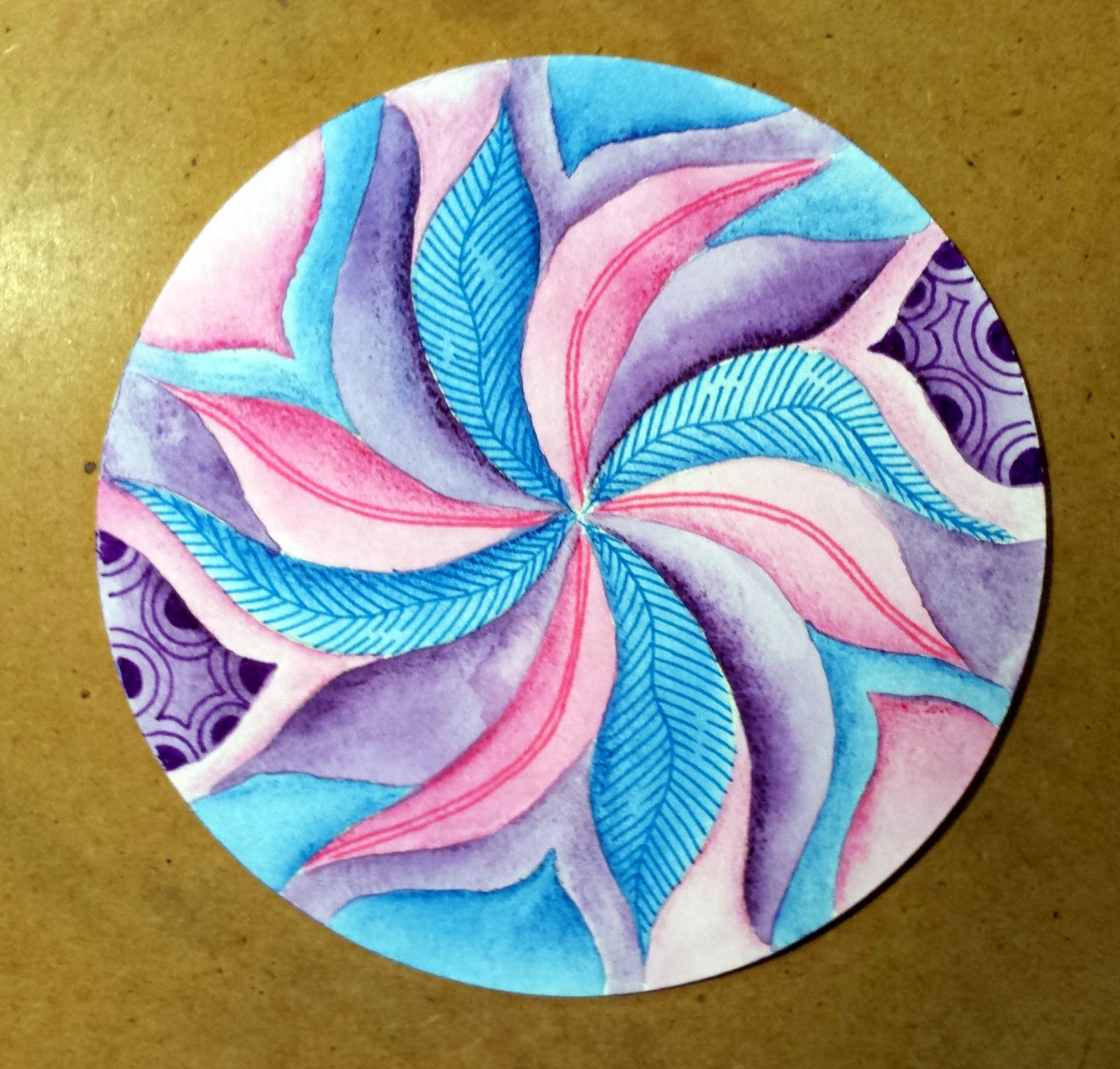 Sue's tangle trips: Color - Pink-purple-blue