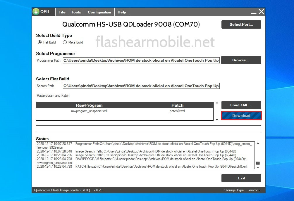 Instalar stock firmware móviles Qualcomm con QFIL Tool
