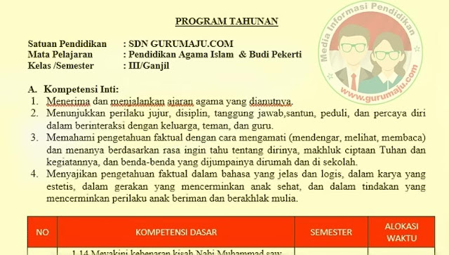 Download Prota PAI Kelas 3 Semester 1 SD K13 Revisi 2021