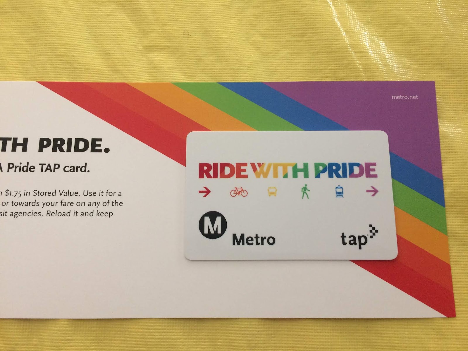 Tap Cards of Metro Los Angeles 2019 Ride With Pride TAP Card