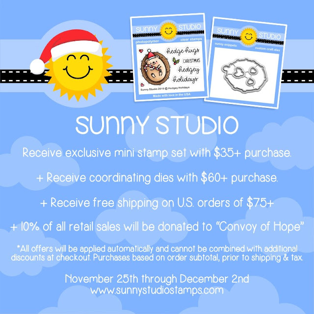 Sunny Studio: Hedgey Holidays Free Stamps and Die with Black Friday 2019 Purchase Promo Sunny Studio: Hedgey Holidays Free Stamps and Die with Black Friday 2019 Purchase Promo