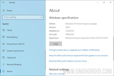 Mengecek Informasi Versi Windows 10 Mengecek Informasi Versi Windows 10