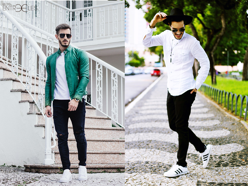 tenis branco look masculino