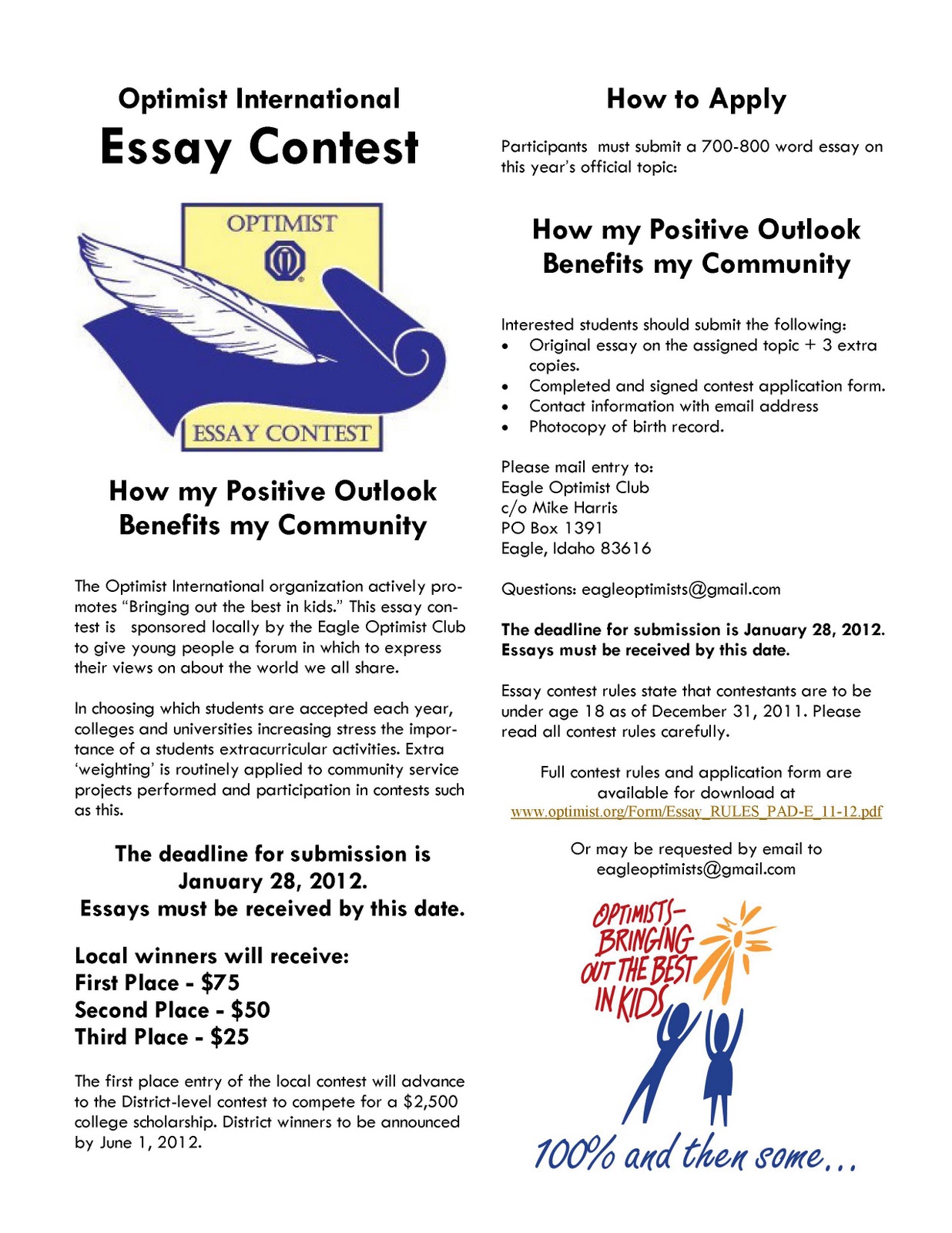optimist international essay contest certificate