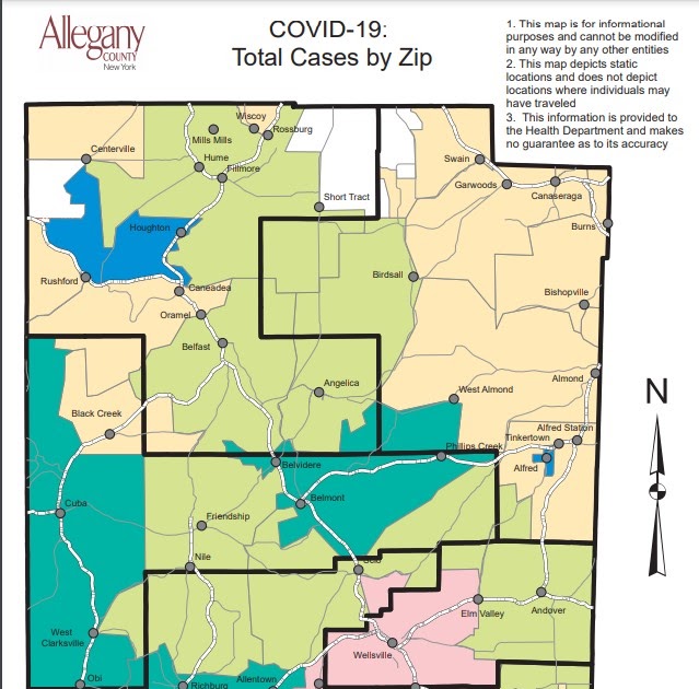 Wellsville Regional News (dot) com Allegany County COVID status map