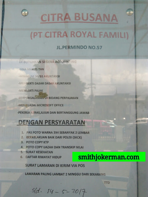 Lowongan Kerja Padang: PT. Citra Royal Famili Mei 2017 ...