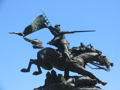 Statue of Joan of Arc on horseback at Chinon