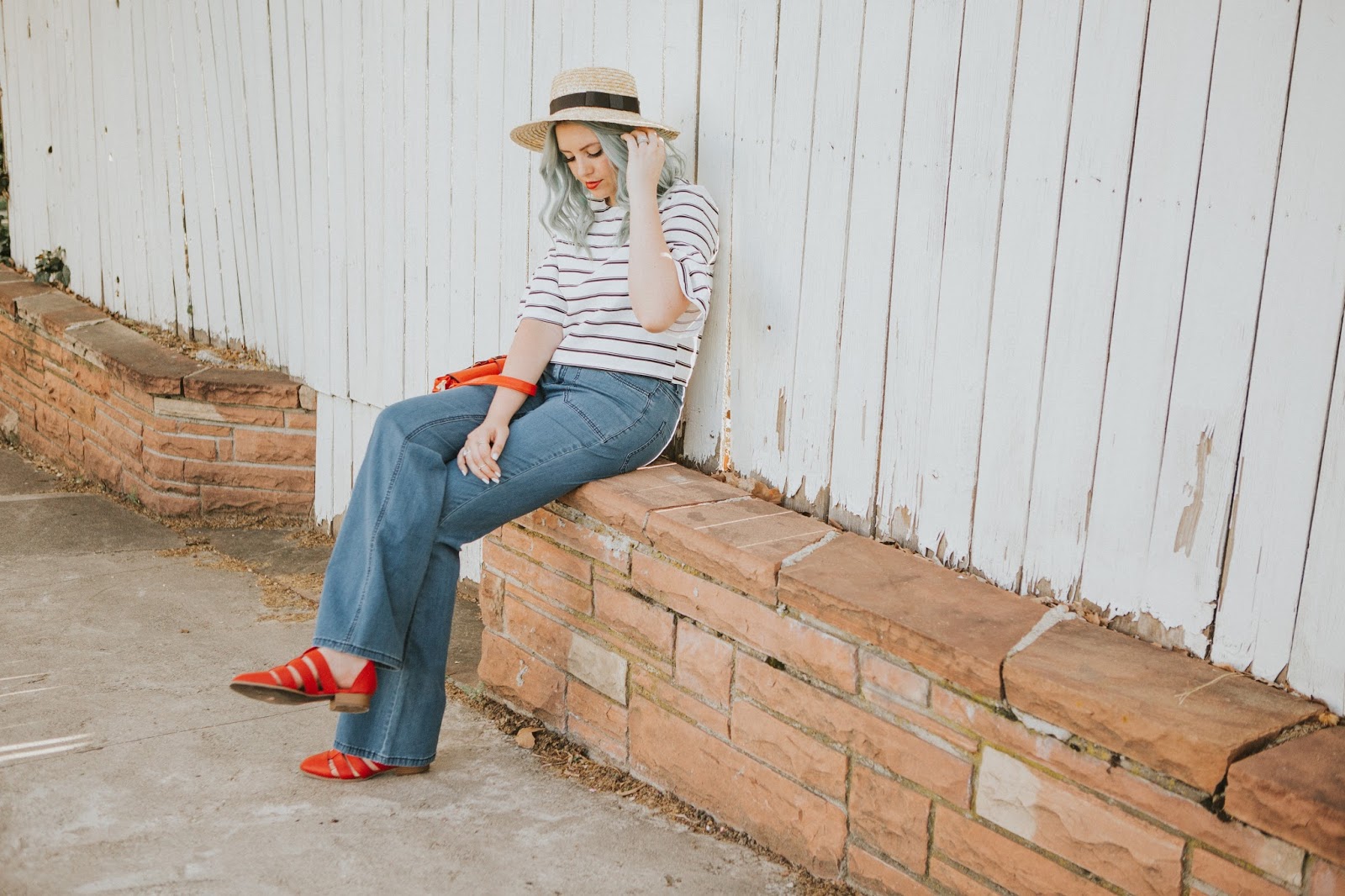 Blue Hair, Stripes, Red Shoes