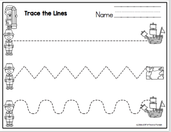 Thanksgiving Tracing Practice Set 1 ~ Preschool Printables
