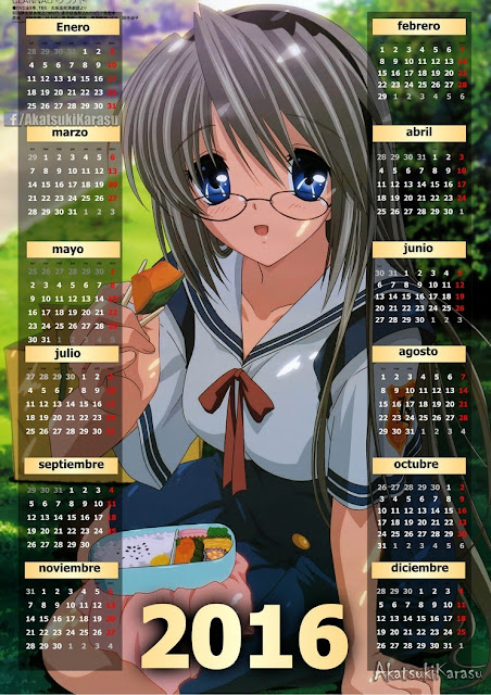 calendario 2016 anime clannad
