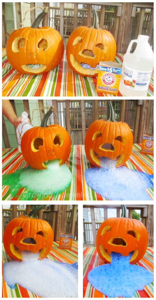 All ages will love making pumpkins erupt! #eruptingpumpkinexperiment #eruptingpumpkins #pumpkincrafts #pumpkinsciencepreschool #growingajeweledrose #activitiesforkids