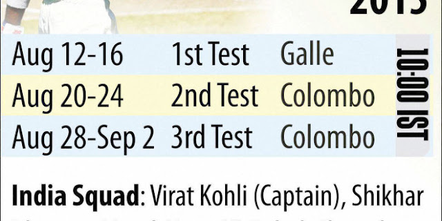 India vs Sri Lanka test series schedule 2015