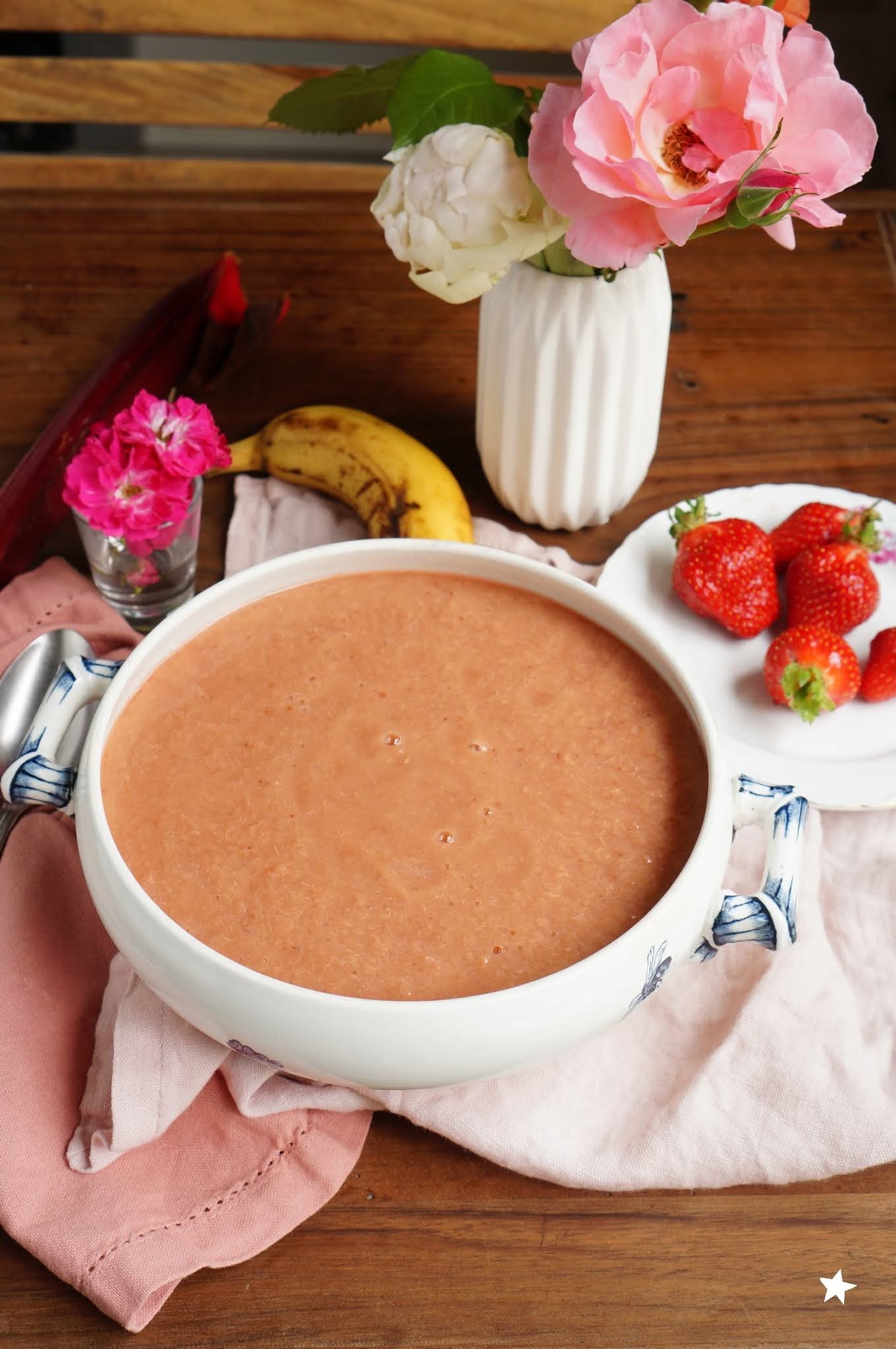 Farine d'étoiles Compote fraises, bananes, rhubarbe (antigaspi, vegan