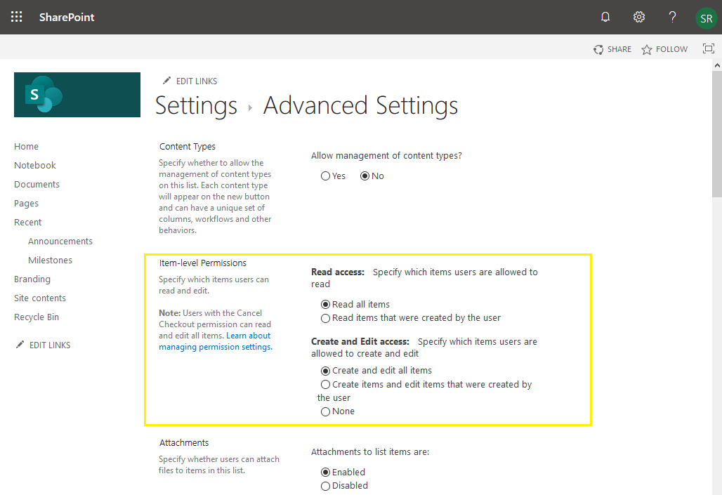 SharePoint Online How to Set ItemLevel Permissions in a List