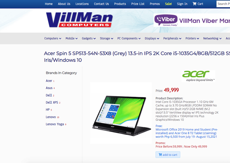 Acer Spin 5 on Villman Computers