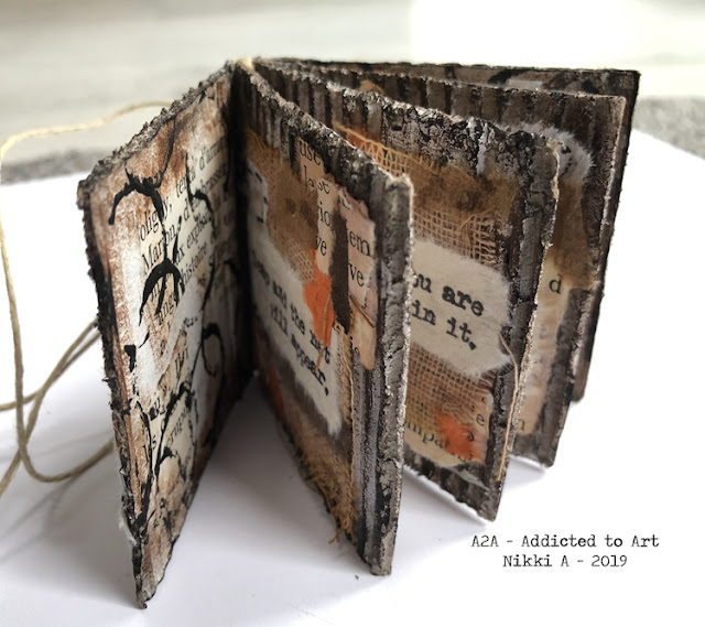 Recycled mini book with Tim Holtz Theories stamp set