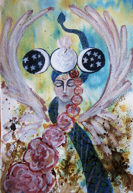 Galia Alena Of the Heart Moon Goddess mixed media journal