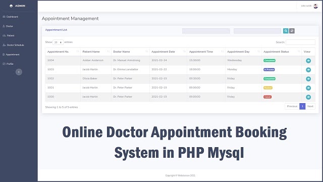 Online Doctor Appointment System Project in PHP Mysql | Webslesson
