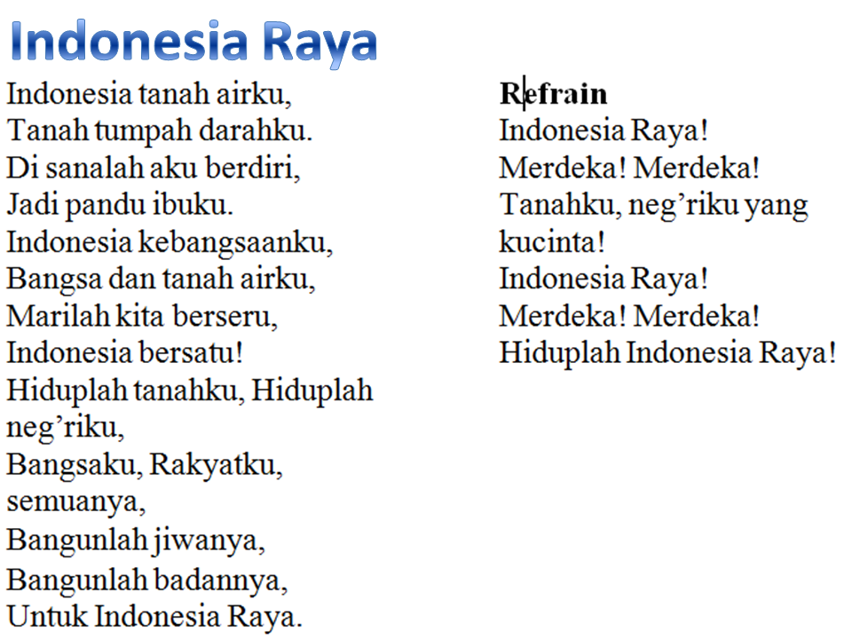 Haryoto Sungailiat Bangka Lirik Lagu  Indonesia  Raya 