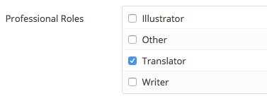 Screenshot from SCBWI website showing that categories of SCBWI membership now include Translator