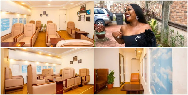 Nigerian lady wows social media with her simulated airplane restaurant