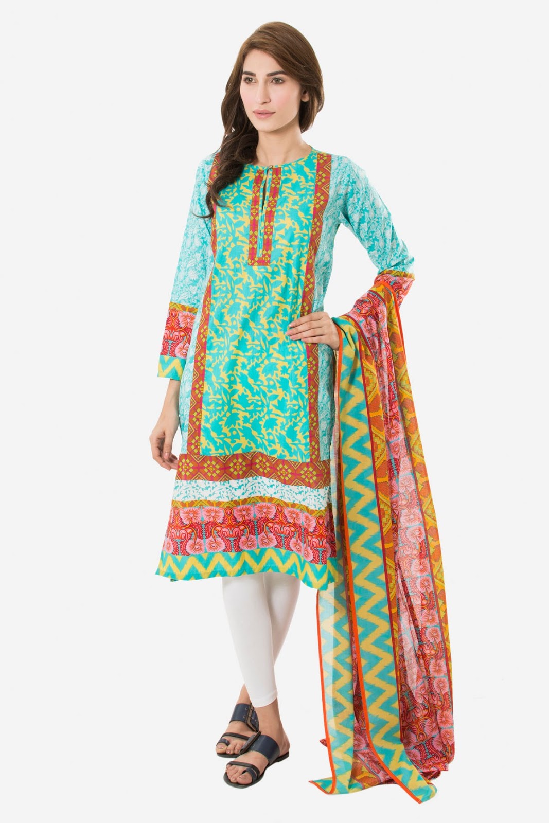 Khaadi Eastern Pret Collection 2015 Printed Kurta WKDP15001TURQUOISE