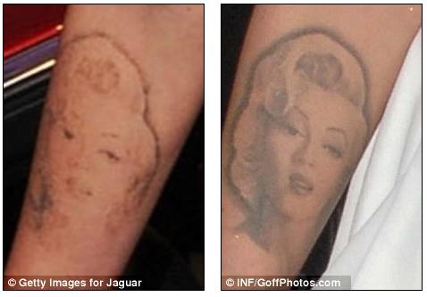 megan marilyn monroe tattoo fox rheass portrait gentlemen fade permanent ink grey