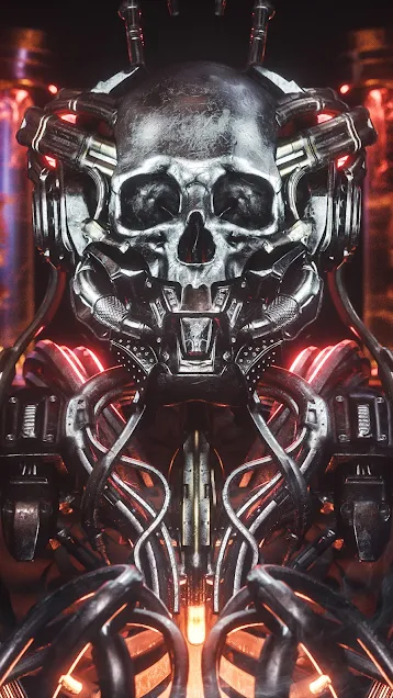 awesome cyberpunk skull metal wallpaper for phone